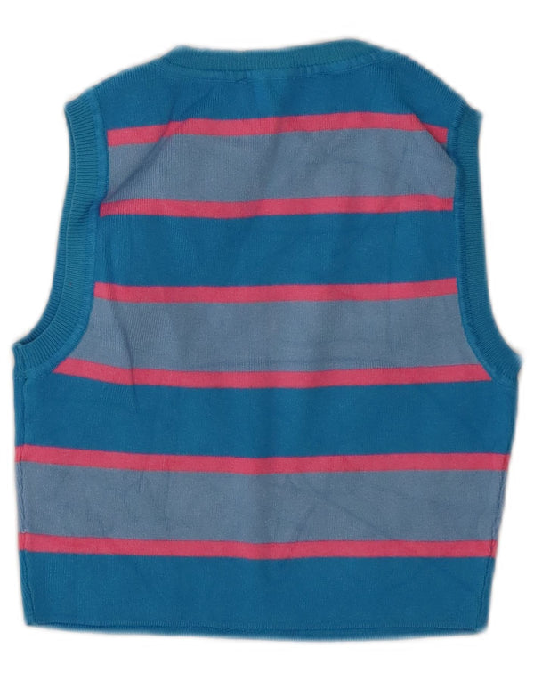 Top colete feminino Zara UK 12 viscose listrada azul médio