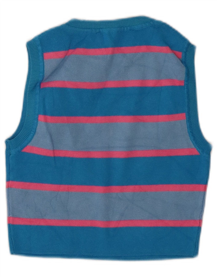 Top colete feminino Zara UK 12 viscose listrada azul médio