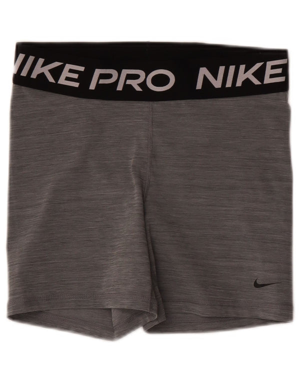 Shorts esportivos gráficos femininos Nike Dri Fit UK 12 cinza médio colorblock