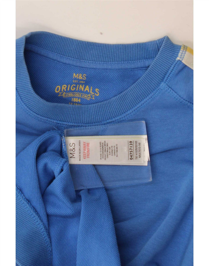 Suéter de moletom masculino Marks & Spencer 13-14 anos azul colorblock algodão