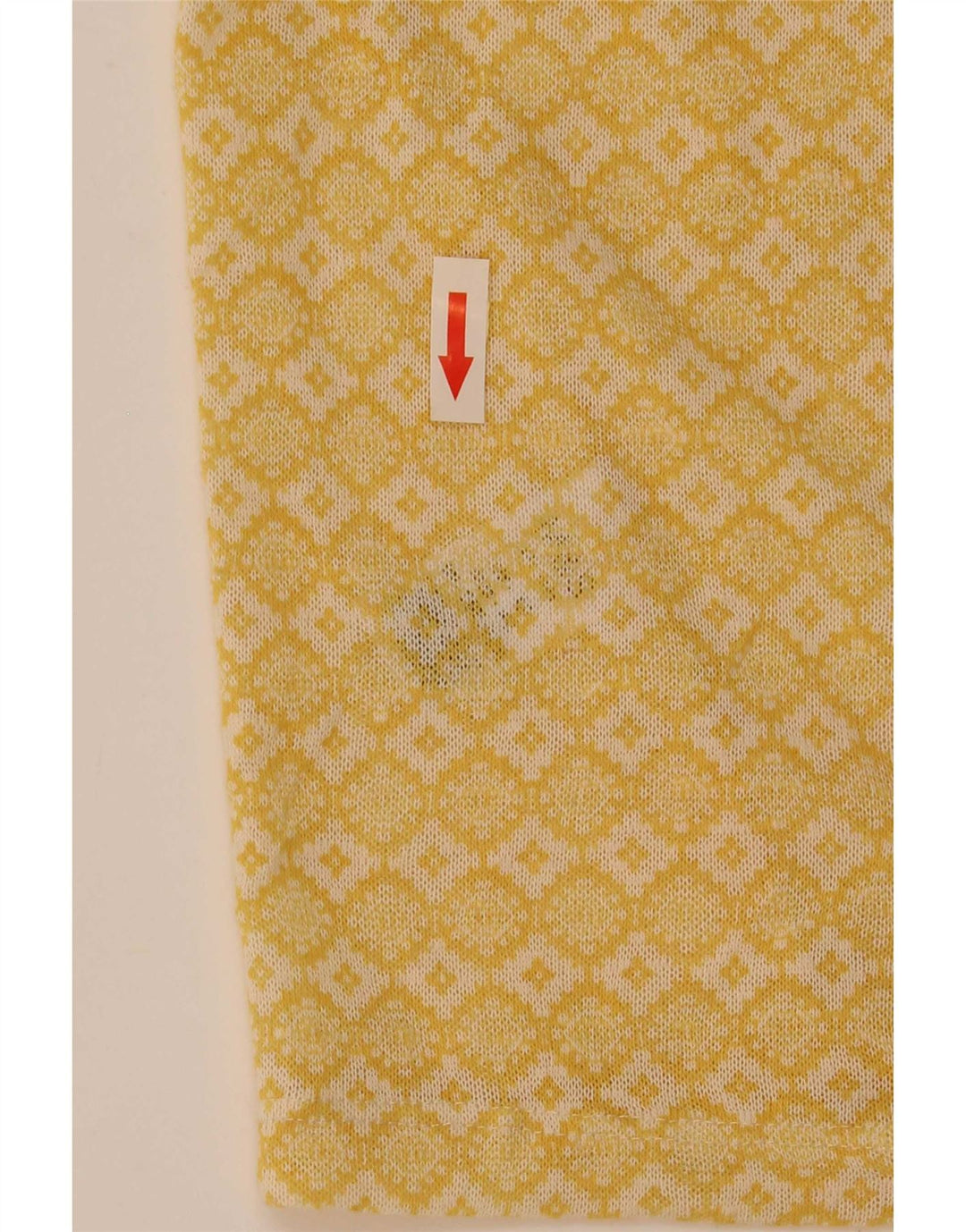 Top feminino Marks & Spencer manga 3/4 UK 12 médio amarelo geométrico