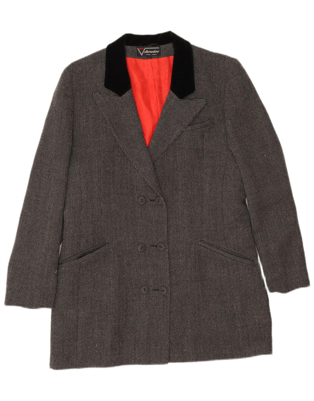Jaqueta blazer feminina Clementino com peito duplo UE 36 pequena lã cinza