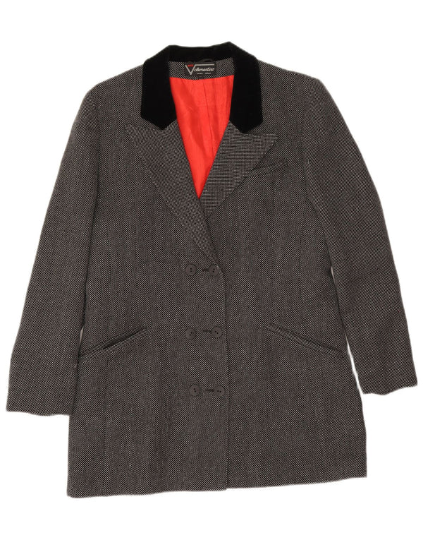 Jaqueta blazer feminina Clementino com peito duplo UE 36 pequena lã cinza