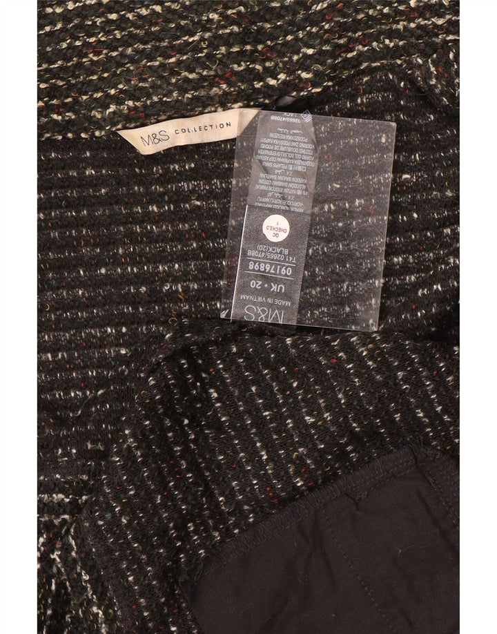 Suéter cardigã aberto feminino Marks & Spencer Reino Unido 20 2XL preto manchado