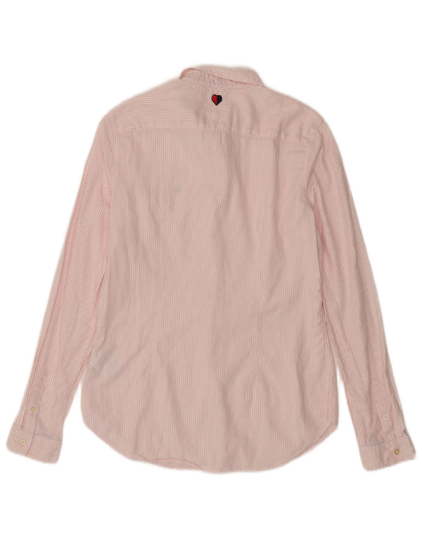 Camisa feminina Tommy Hilfiger EUA 8 algodão listrado rosa médio
