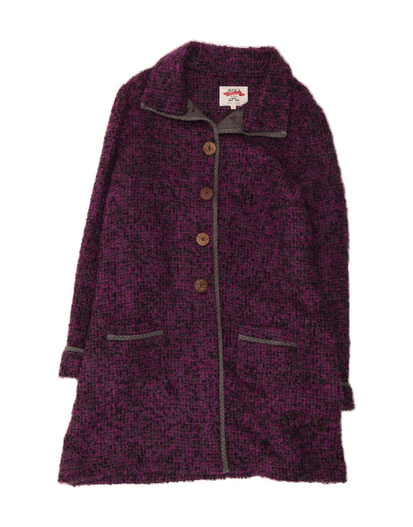 AVOCA Womens Abstract Pattern Oversized Overcoat UK 5 XS Purple Classic Vintage Avoca and Second-Hand Avoca from Messina Hembry 