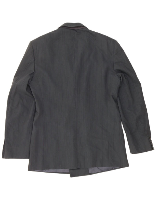 Jaqueta blazer masculina Mario Zegna com peito duplo IT 48 lã azul marinho médio