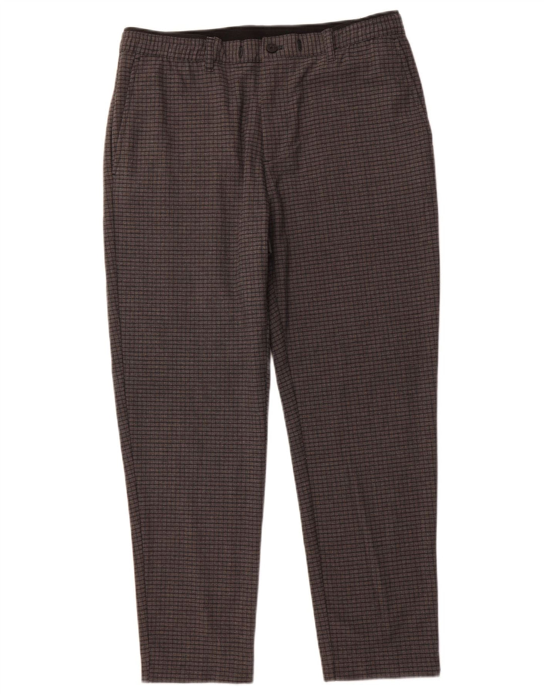 Calça Chino Cônica Feminina ZARA Grande W34 L27 Xadrez Cinza