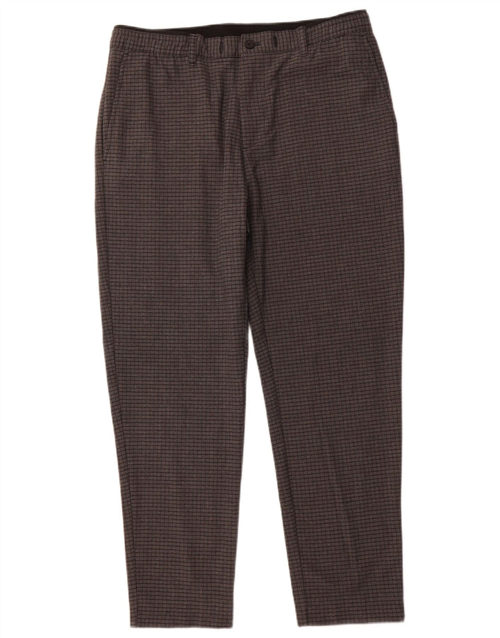 Calça Chino Cônica Feminina ZARA Grande W34 L27 Xadrez Cinza