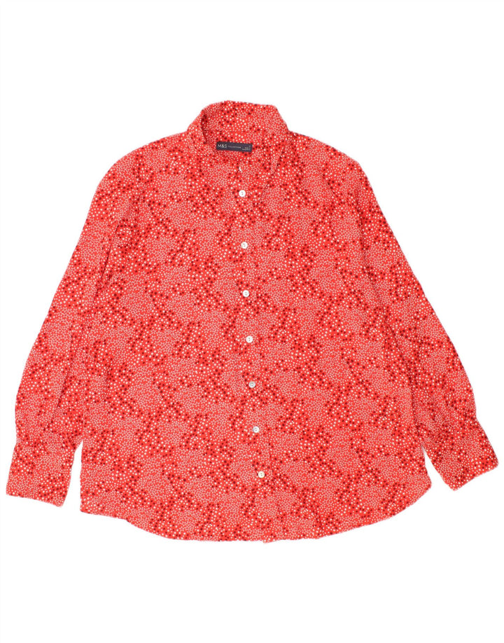 Camisa feminina MARKS & SPENCER UK 16 grande poliéster geométrico vermelho