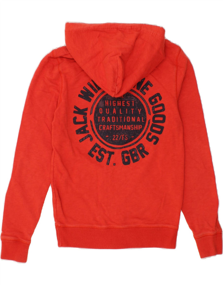 JACK WILLS Mens Graphic Zip Hoodie Sweater XS Orange Cotton Vintage Jack Wills and Second-Hand Jack Wills from Messina Hembry 