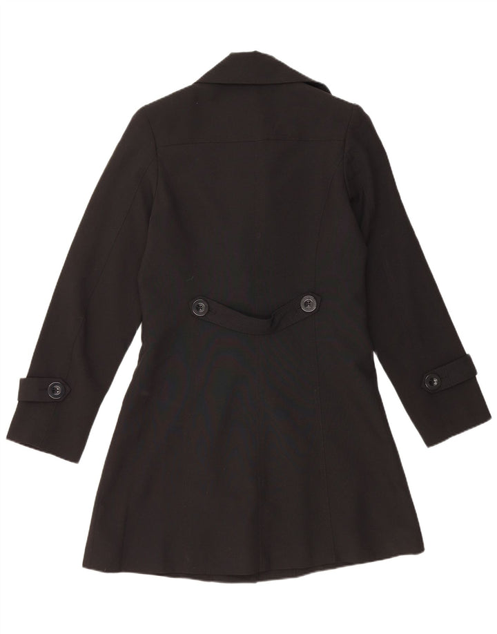 Trend Womens Trench Coat UK 10 Pequeno Poliéster Preto