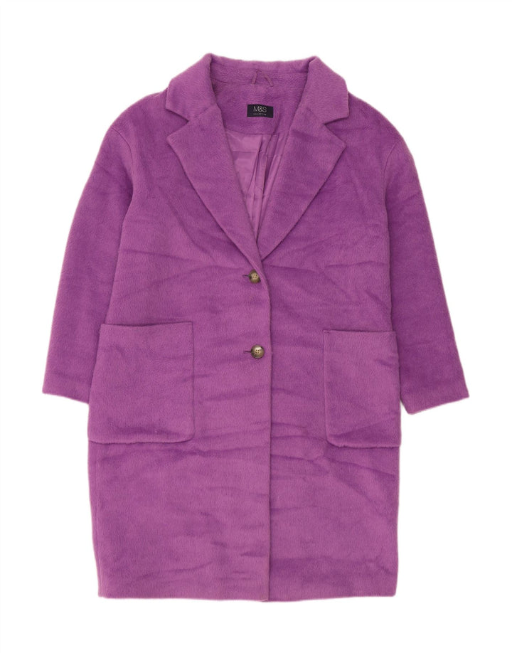 Sobretudo feminino Marks & Spencer Reino Unido 14 grande poliéster roxo