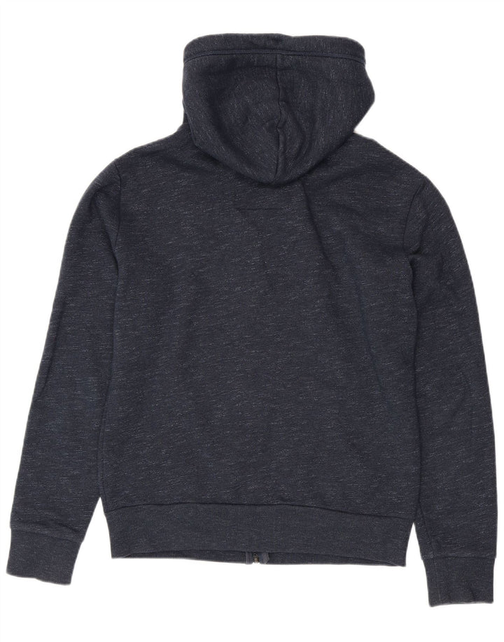 Suéter masculino Superdry com capuz e zíper médio azul marinho algodão manchado