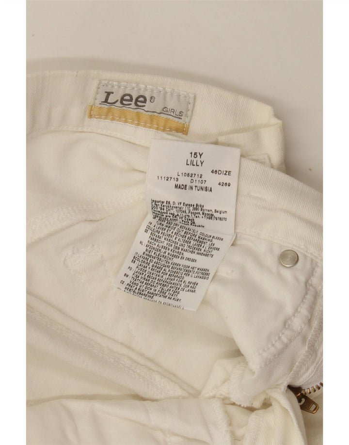 LEE Girls Lilly Straight Jeans 14-15 Anos W28 L26 Algodão Branco