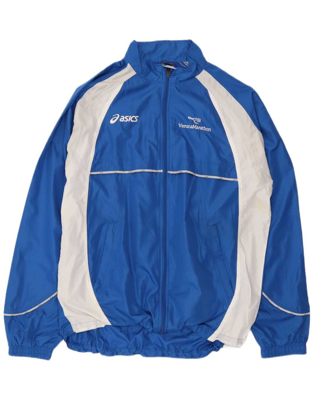 Asics Mens Graphic Tracksuit Top Jacket XL Azul Colourblock Microfibras