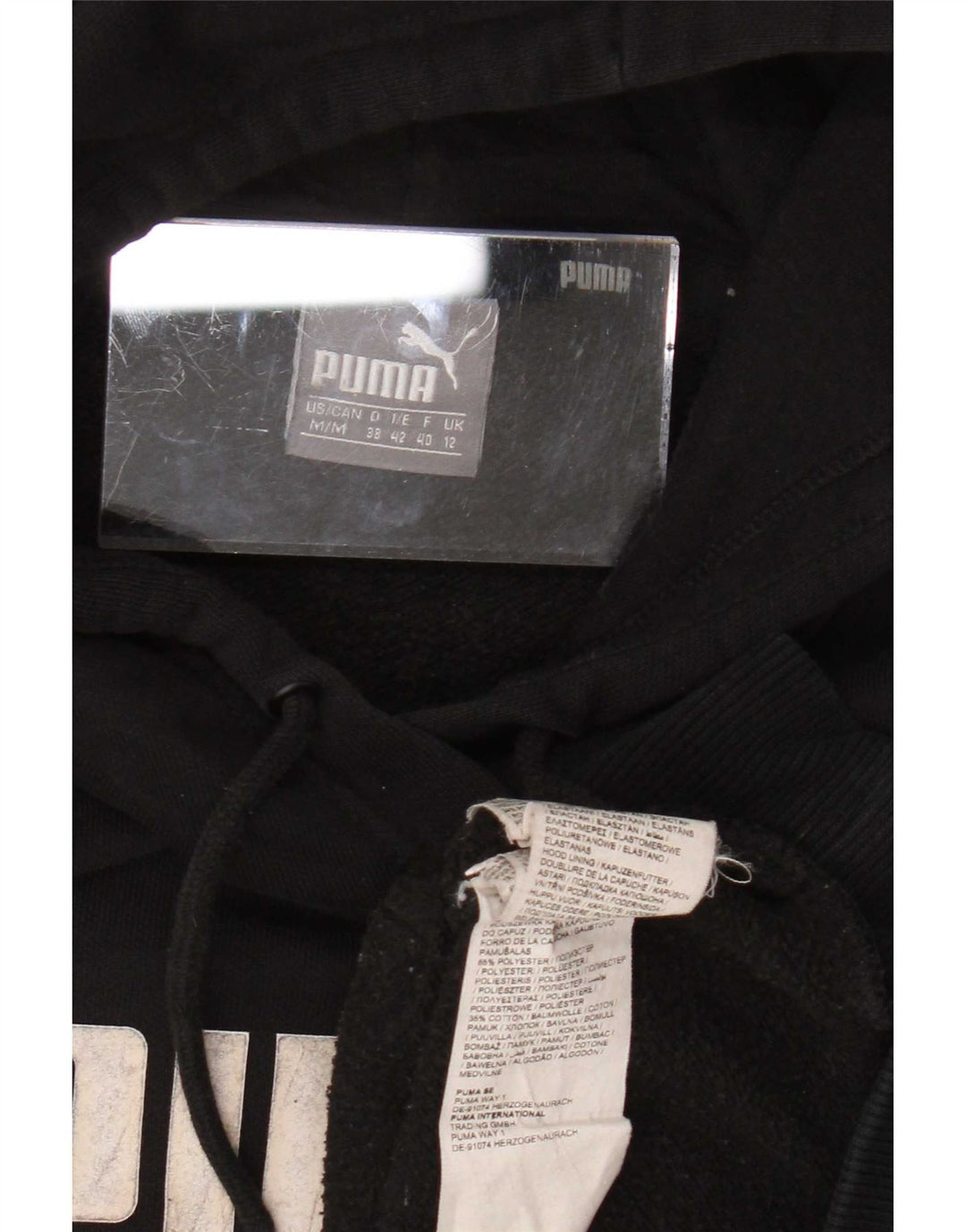 Puma feminino gráfico moletom com capuz UK 12 médio preto poliéster
