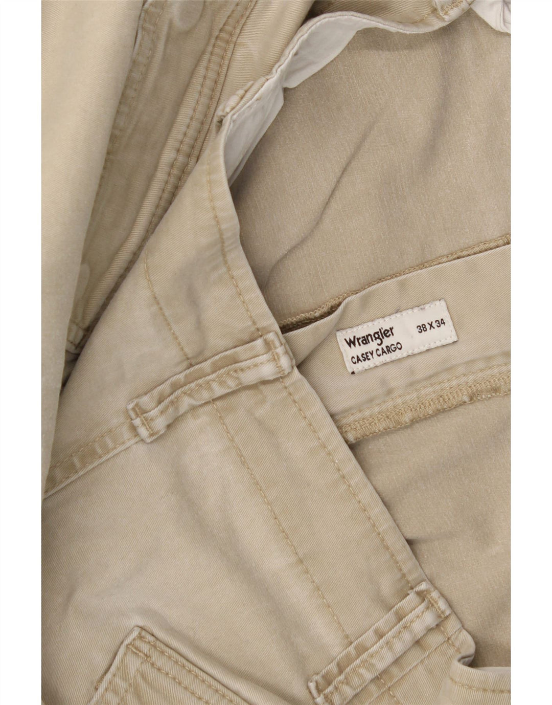 WRANGLER Mens Casey Straight Cargo Trousers W38 L31 Beige Cotton Vintage Wrangler and Second-Hand Wrangler from Messina Hembry 