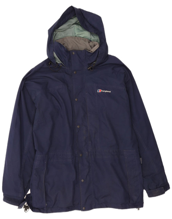 Jaqueta de chuva masculina Berghaus com capuz UK 40 grande nylon azul marinho