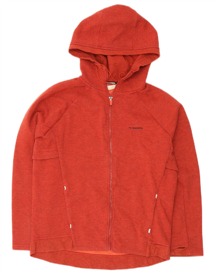 Suéter masculino com capuz e zíper Diadora, algodão manchado vermelho médio
