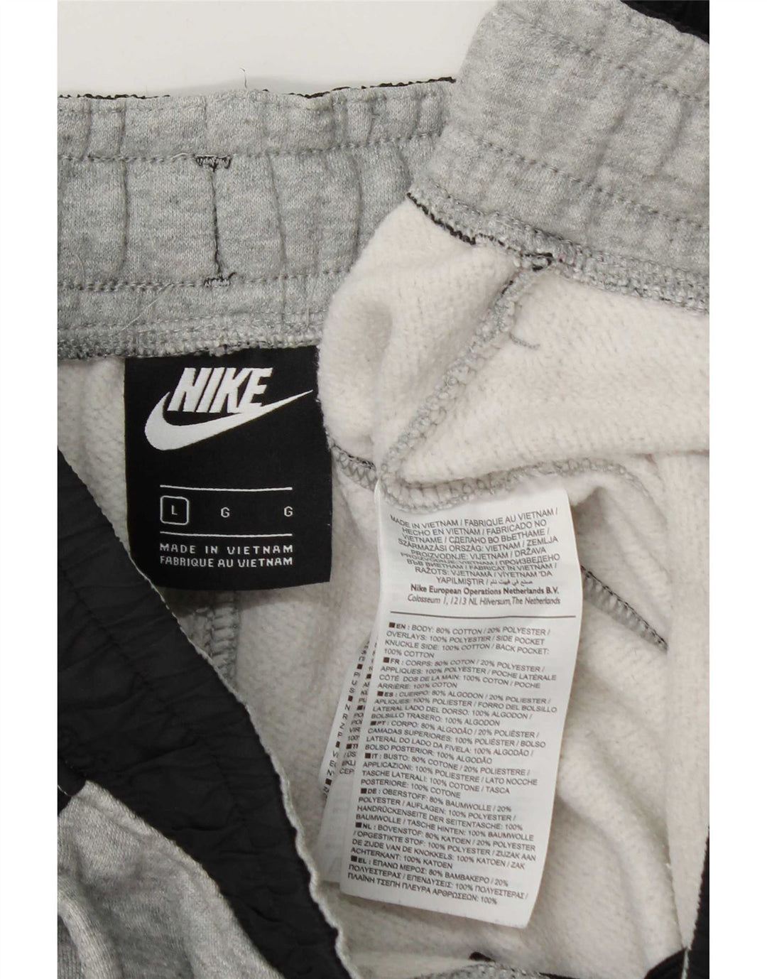 Nike masculino completo agasalho grande cinza colorblock algodão