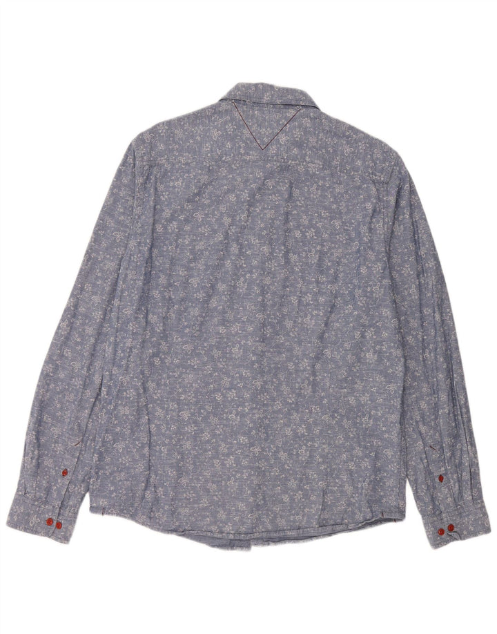 White Stuff Mens Camisa Slim Fit Grande Algodão Floral Azul