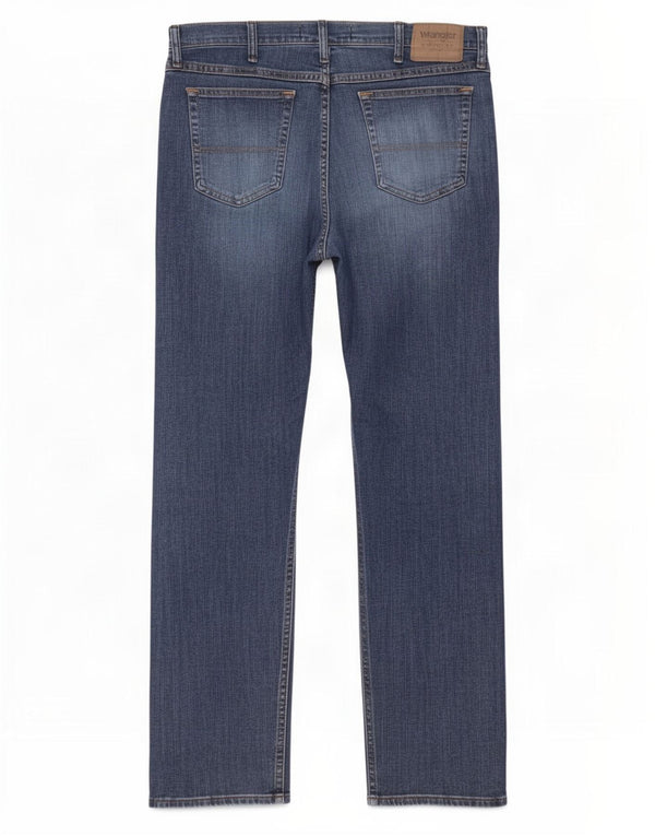 Wrangler Mens Straight Jeans W35 L32 Azul Algodão