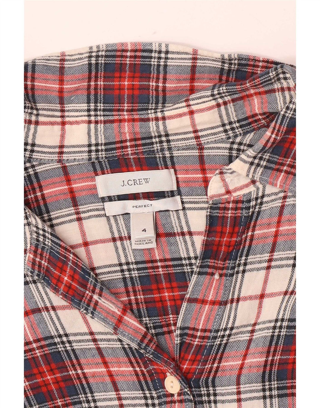 Camisa feminina de flanela J. Crew US 4 pequena xadrez vermelha