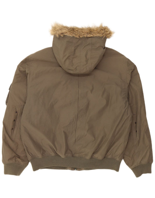 Jaqueta masculina acolchoada com capuz Wampum UK 42 XL algodão cáqui