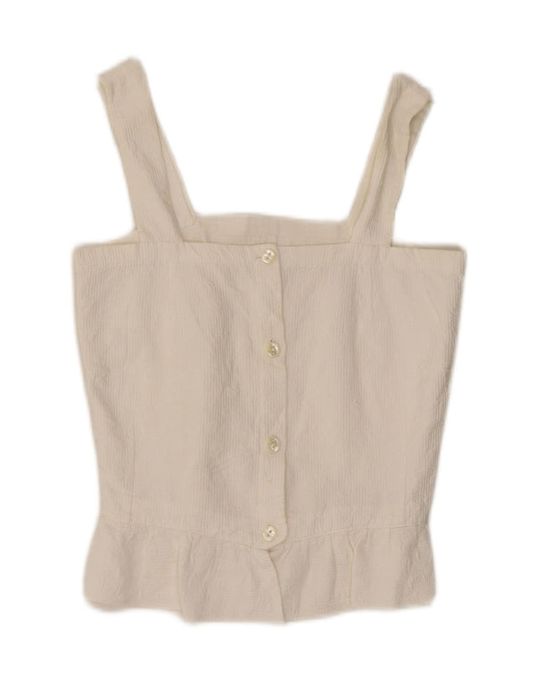 Top espartilho feminino vintage UK 8 pequeno branco