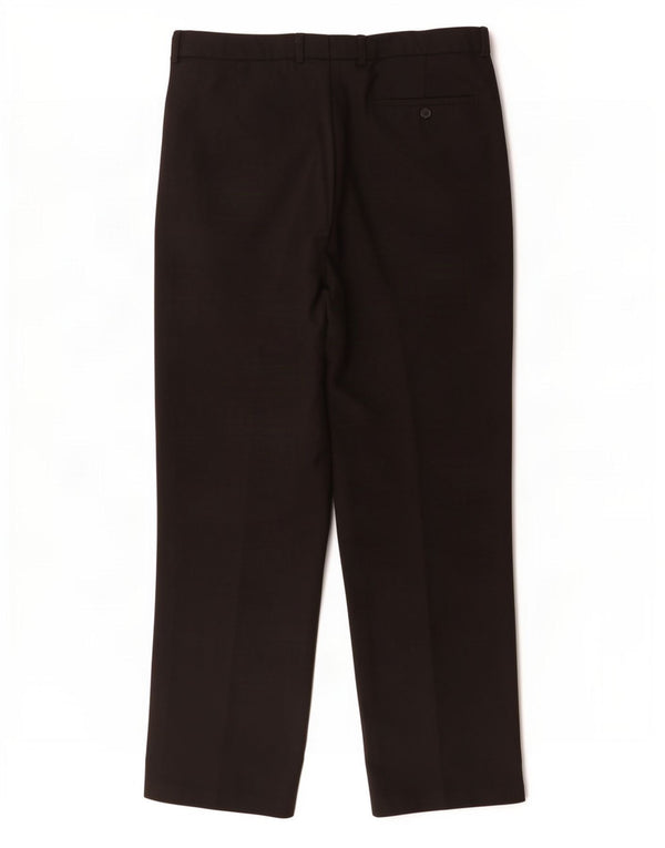 Calça masculina de terno reto Marks & Spencer W34 L31 poliéster preto
