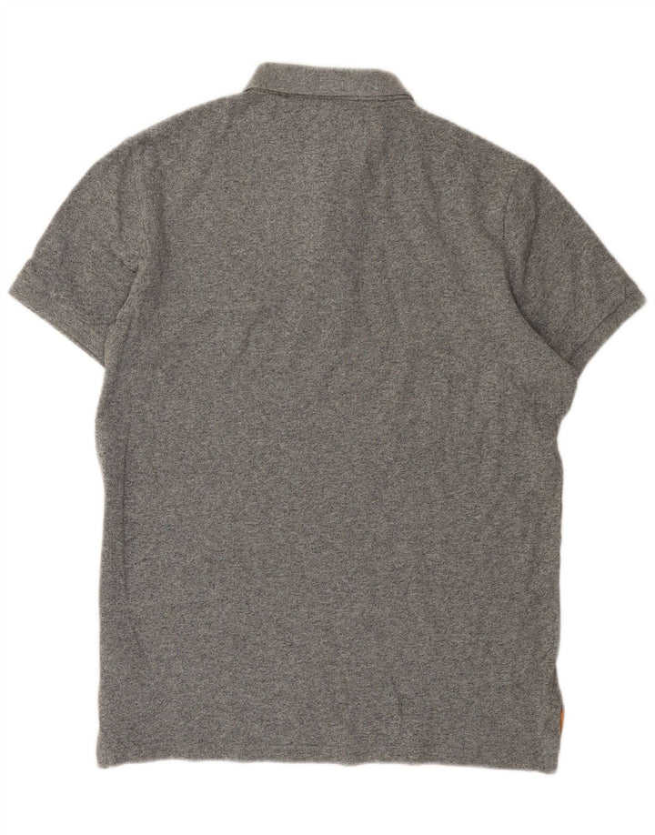 Camisa polo masculina Superdry gráfica grande algodão manchado cinza