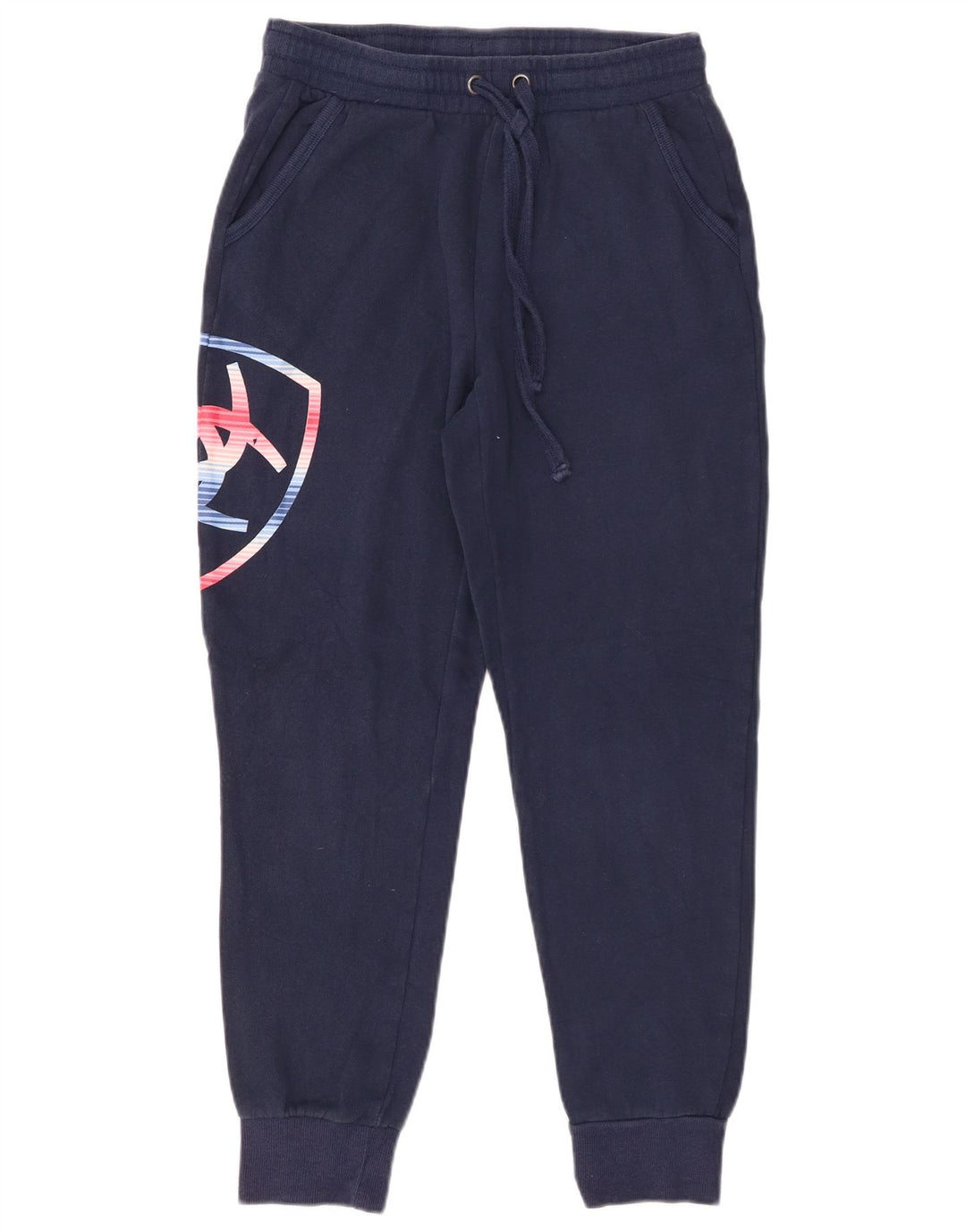 Calça esportiva feminina ARIAT com estampa gráfica e jogging UK 10 pequeno azul marinho