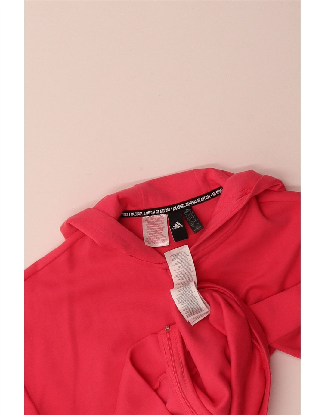 ADIDAS Suéter com capuz feminino com zíper 13-14 anos algodão rosa