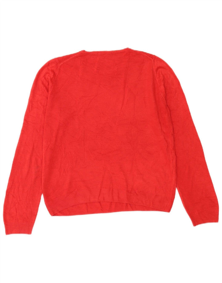 Suéter feminino Marks & Spencer com gola redonda Reino Unido 14 grande vermelho