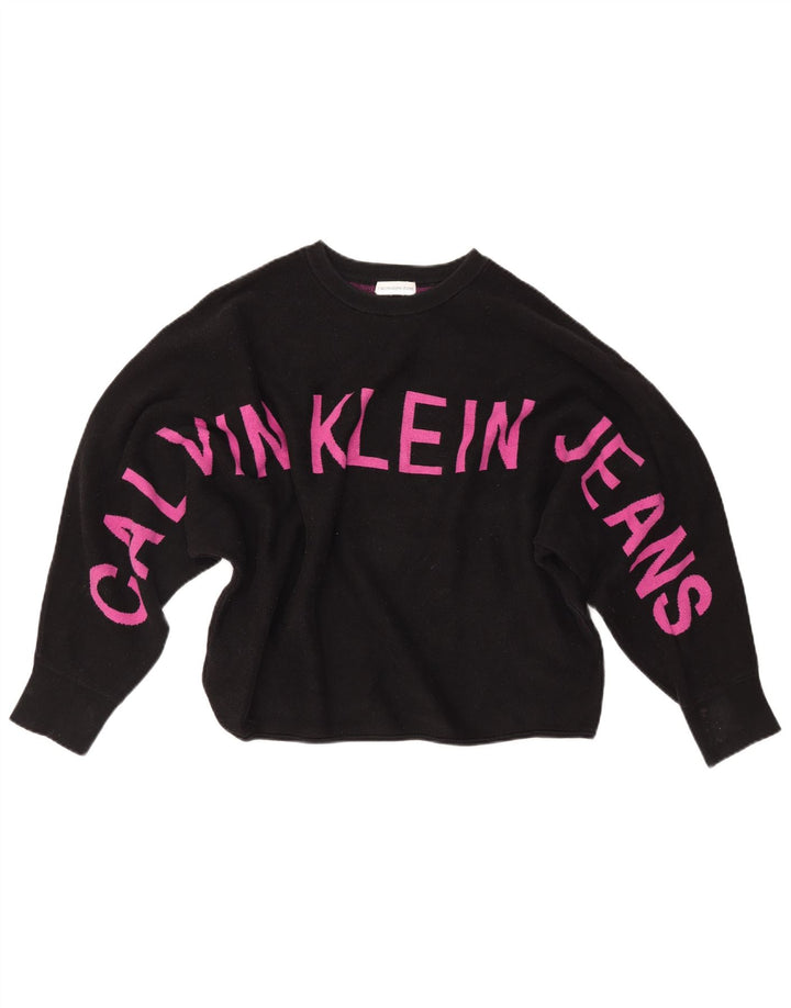 CALVIN KLEIN JEANS Suéter feminino cropped UK 14 médio preto