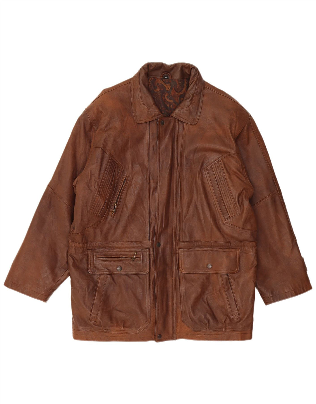 Casaco corta-vento masculino C&A de couro UK 42 XL couro marrom