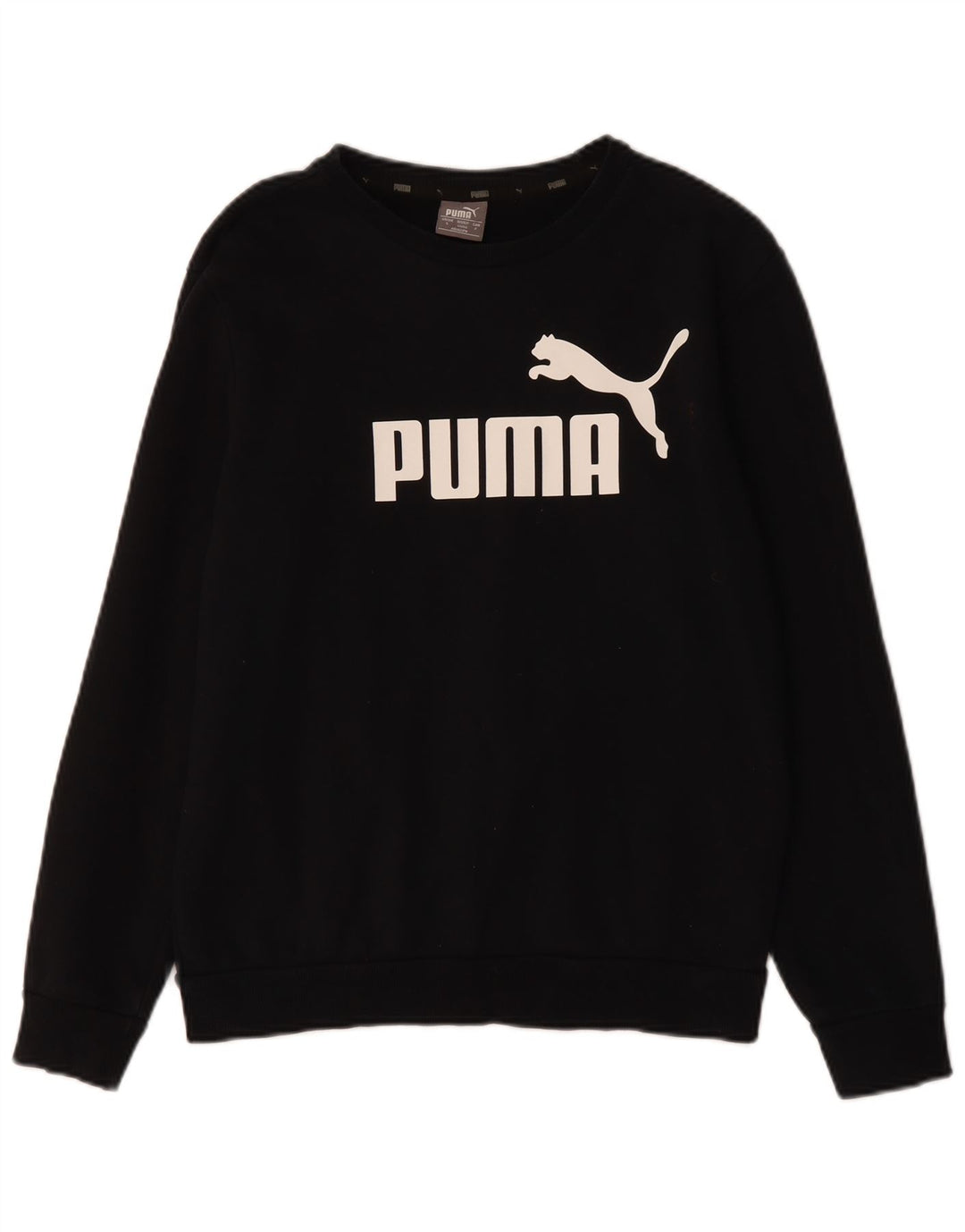 PUMA Mens Graphic Moletom Jumper Pequeno Algodão Preto