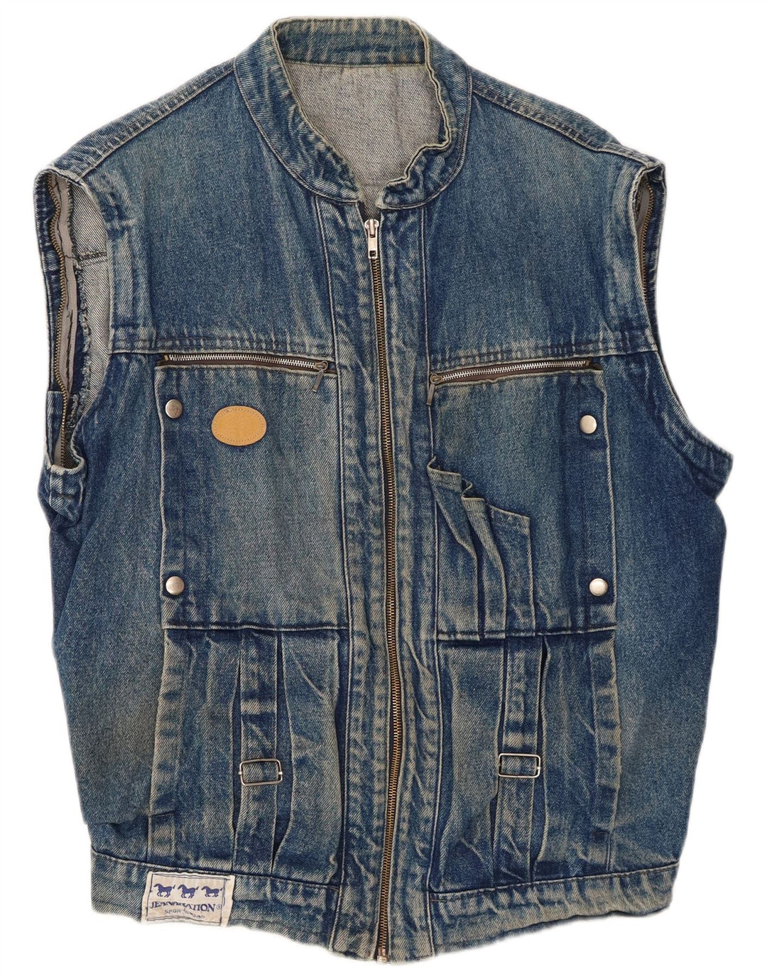 Colete jeans masculino vintage UK 42 XL azul
