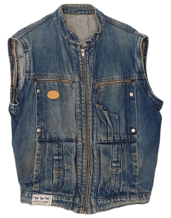 Colete jeans masculino vintage UK 42 XL azul