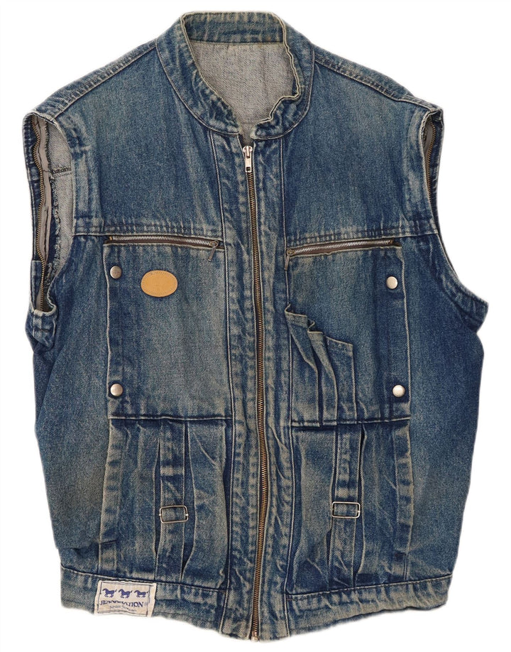Colete jeans masculino vintage UK 42 XL azul
