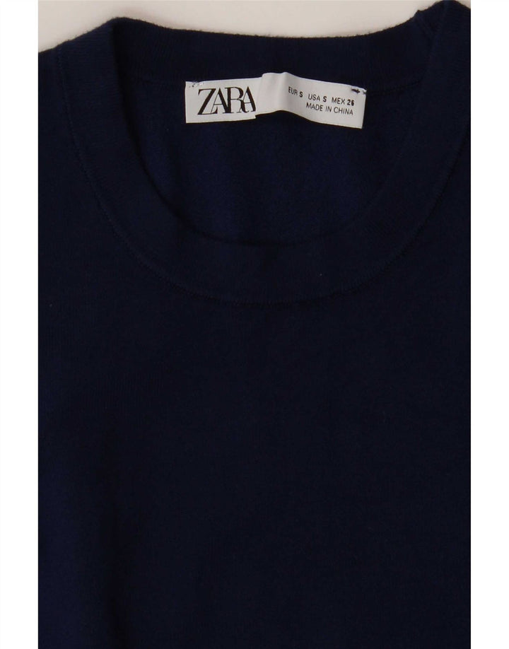 Zara Womens Vest Tank Top UK 10 Pequeno Azul Marinho