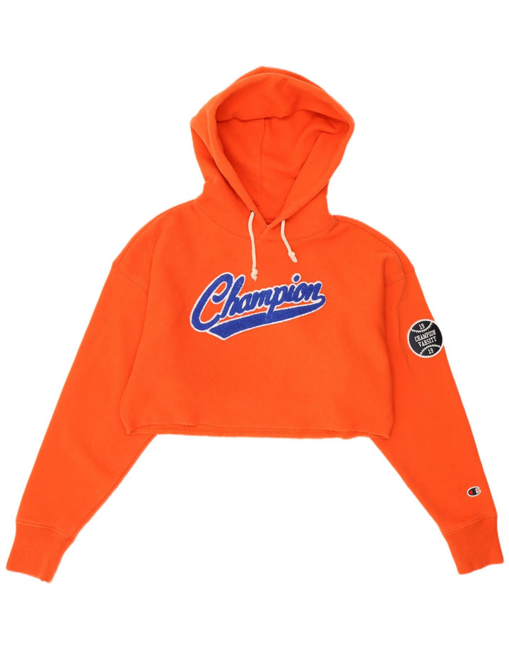 CHAMPION Suéter feminino oversized com capuz e corte gráfico UK 6 XS algodão laranja