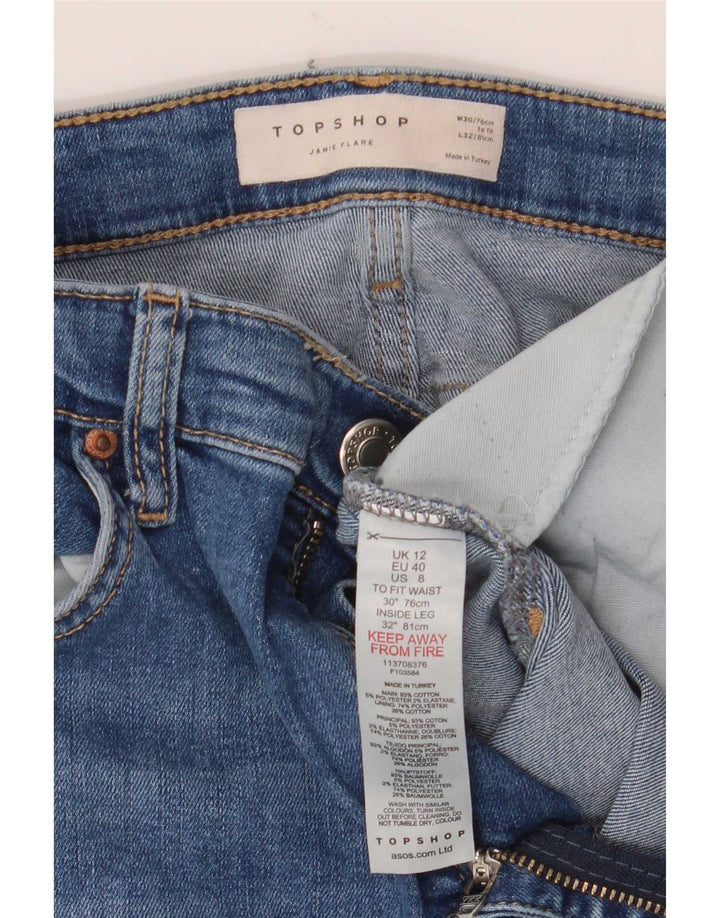 Topshop feminino Jamie Flared Jeans W30 L32 algodão azul