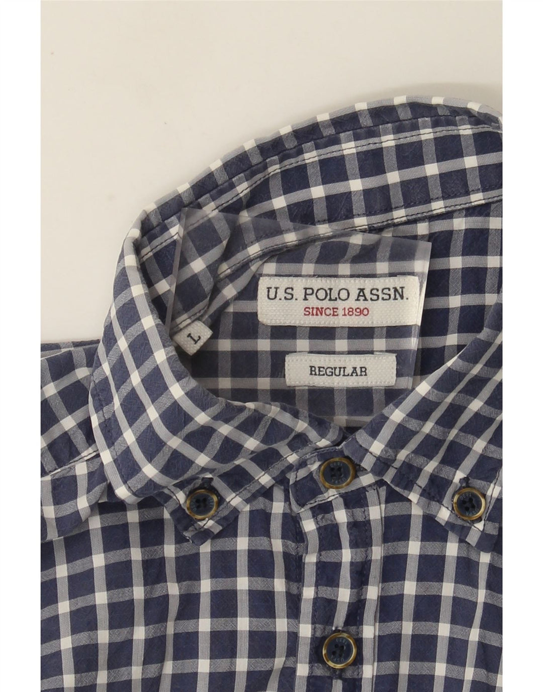 US Polo Assn. Camisa masculina regular de manga curta grande guingão azul marinho
