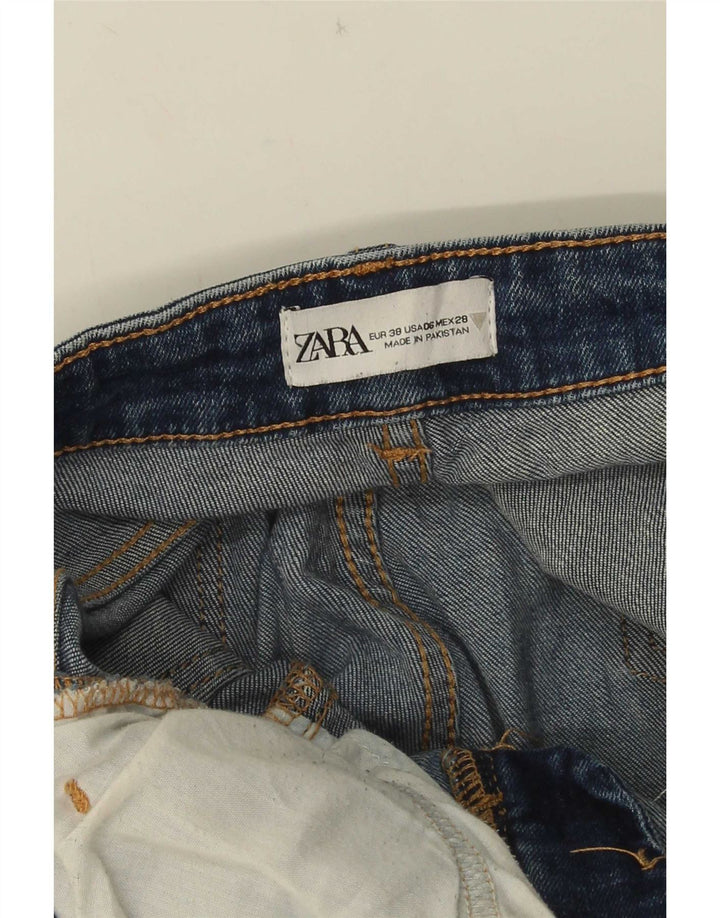 Zara Calça Jeans Feminina Crop Bootcut EU 38 Pequeno W28 L25 Azul