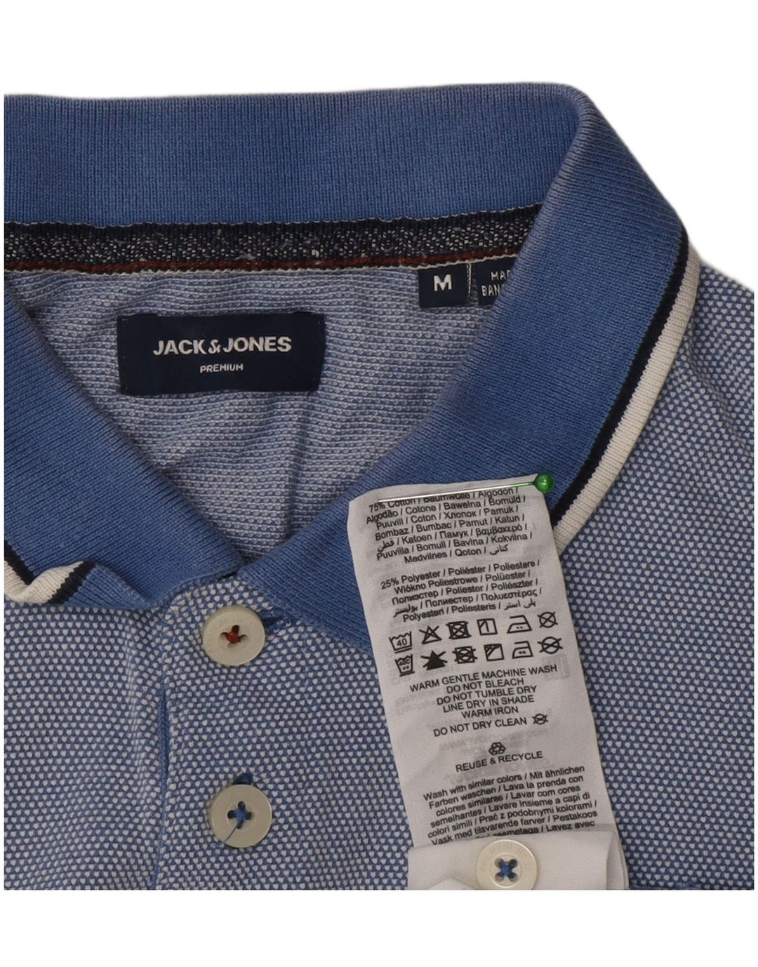 Camisa polo masculina Jack & Jones de algodão azul médio