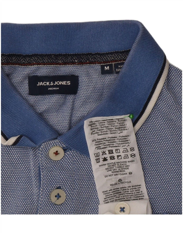 Camisa polo masculina Jack & Jones de algodão azul médio