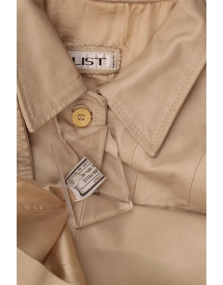 Jaqueta de couro feminina vintage IT 46 grande bege