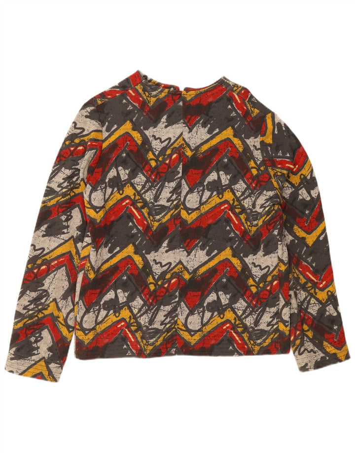 Jaqueta feminina vintage com padrão abstrato agasalho UK 18 XL multicolorido